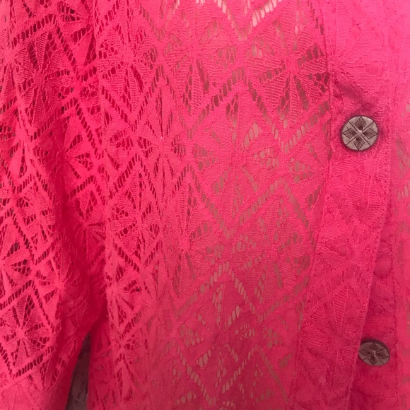 Stunning coral lace button down shirt XL - Picture 3 of 4